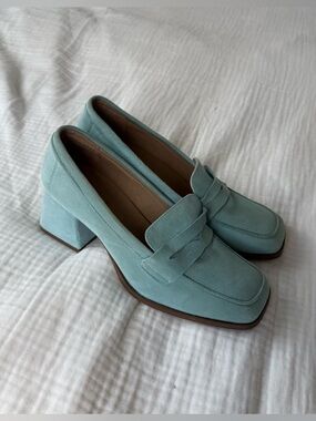 Bos & co ama loafer pump aquamarine 38 heeled loafer